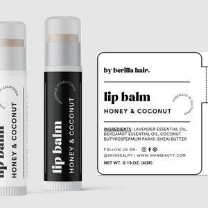 Lip Balm Label Template Canva - Lip Balm Label with Safety Seal, Chapstick Tube Label, Minimalistic Lip Balm Label Design, Apothecary - 61M