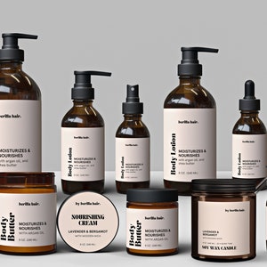 Editable Product Labels Template CANVA, Modern Cosmetic Label, Clean Label Design, Bodycare Labels, Skincare - bottle label, jar label- 61M