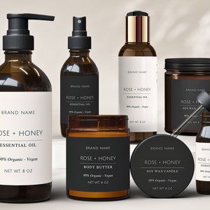 Editable Product Label Templates CANVA, Clear Cosmetic Label, Minimal Label Design, Bodycare Labels, Skincare - Bottles & Jars Labels - 12M