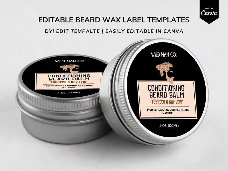 Beard Balm Label Template for Man, Label Design (CANVA, Editable) - Etsy