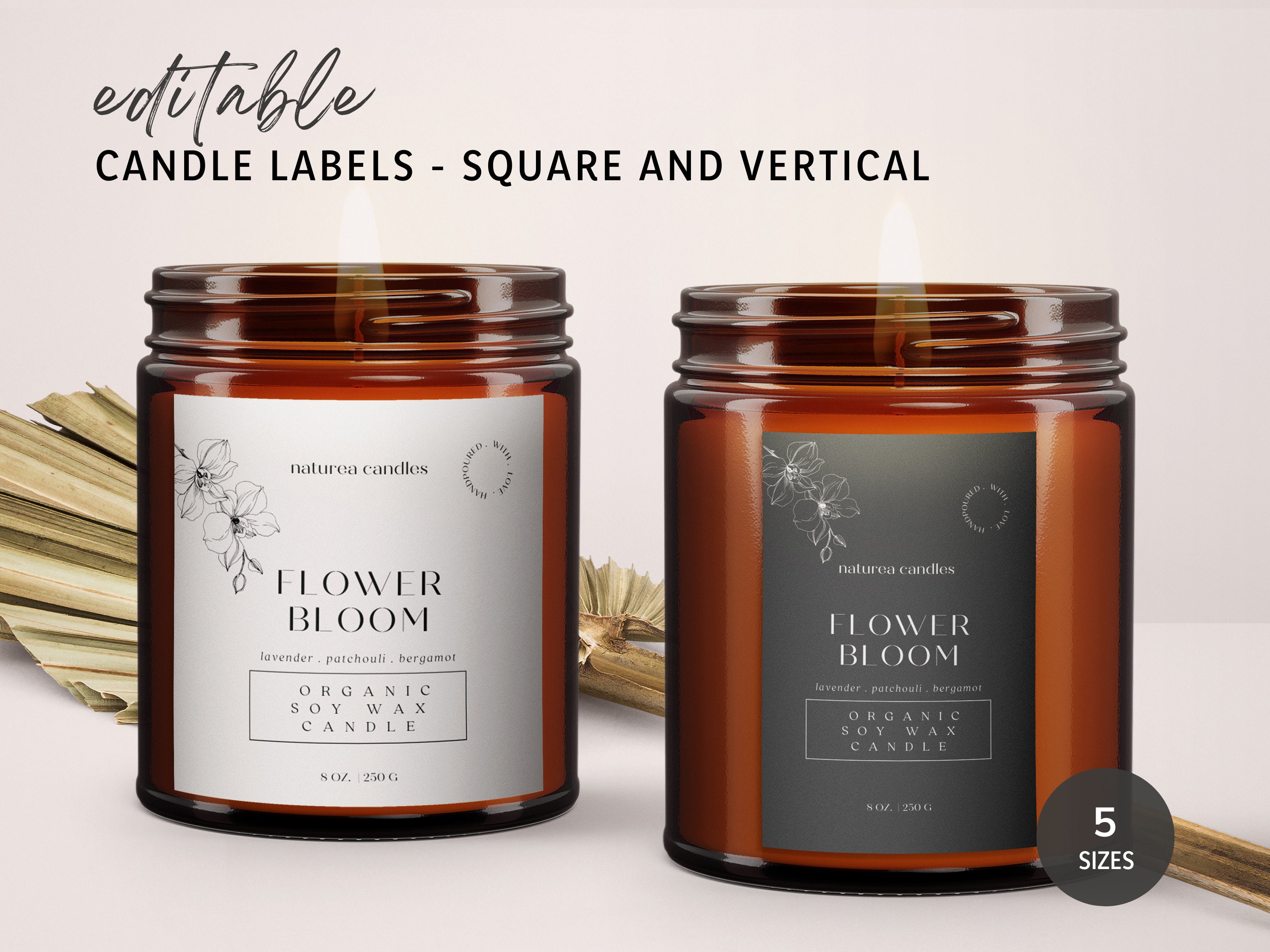 Design & Templates LUXURY Candle Label Template Editable Custom Candle ...