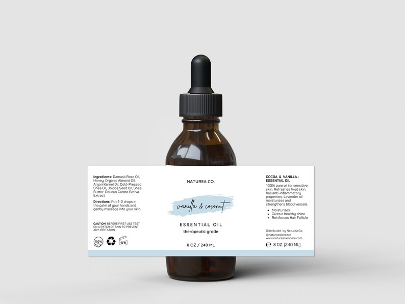 Editable Dropper Bottle Label Template, Minimalistic Essential Oil ...