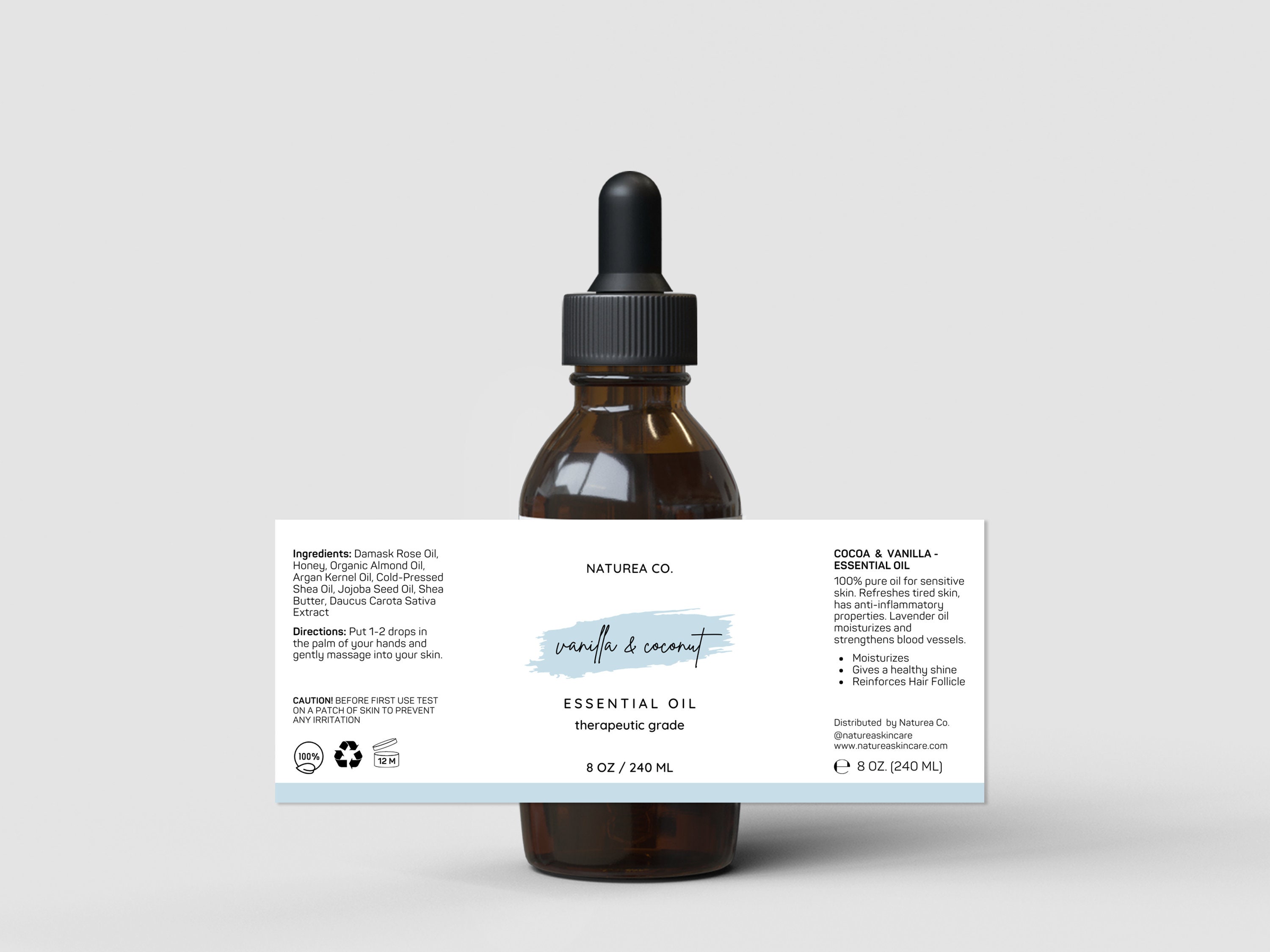 Editable Dropper Bottle Label Template, Minimalistic Essential Oil ...