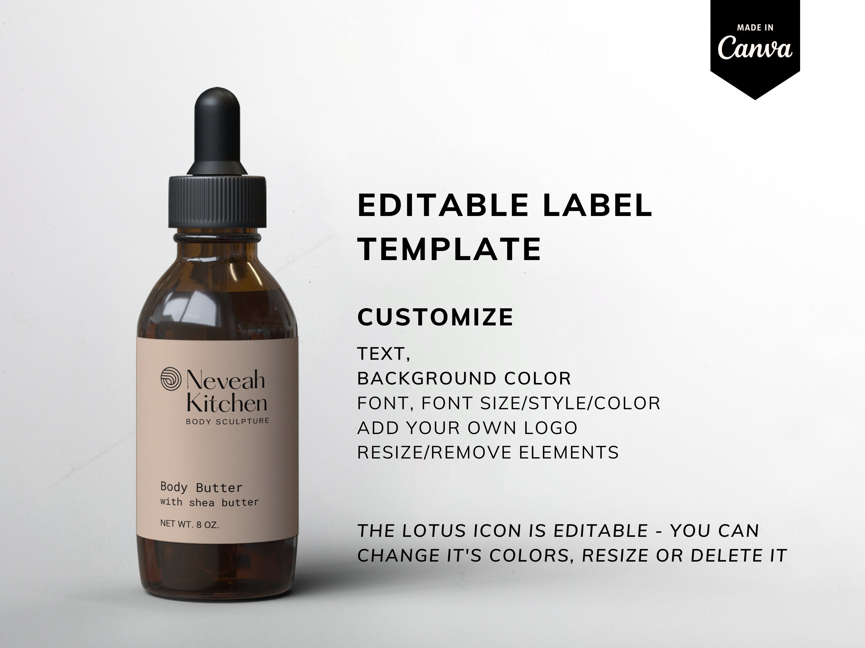 Dropper Bottle Label Template Canva, Modern Tincture Label, Essential ...