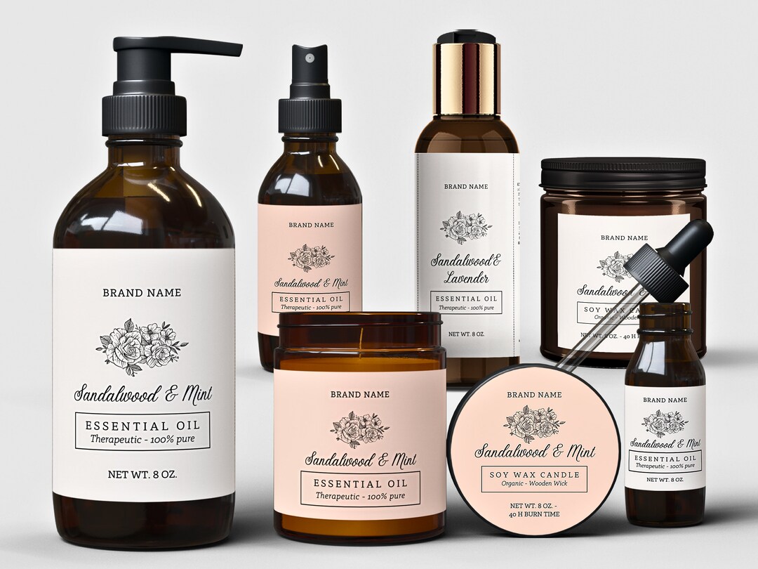 Skincare Label Templates Kit Editable Product Labels Floral Cosmetic