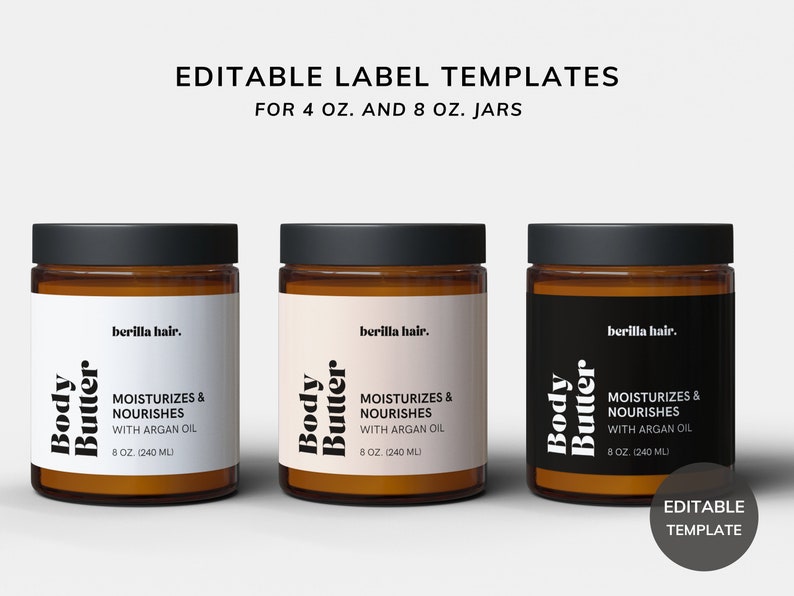 Minimal JAR Label TEMPLATE CANVA, 4 Oz Jar Label, 8 Oz Jar Label ...