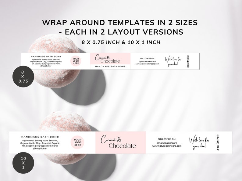 Editable Bath Bomb Label Template Canva, Belly Band Bath Bomb, Wrap ...