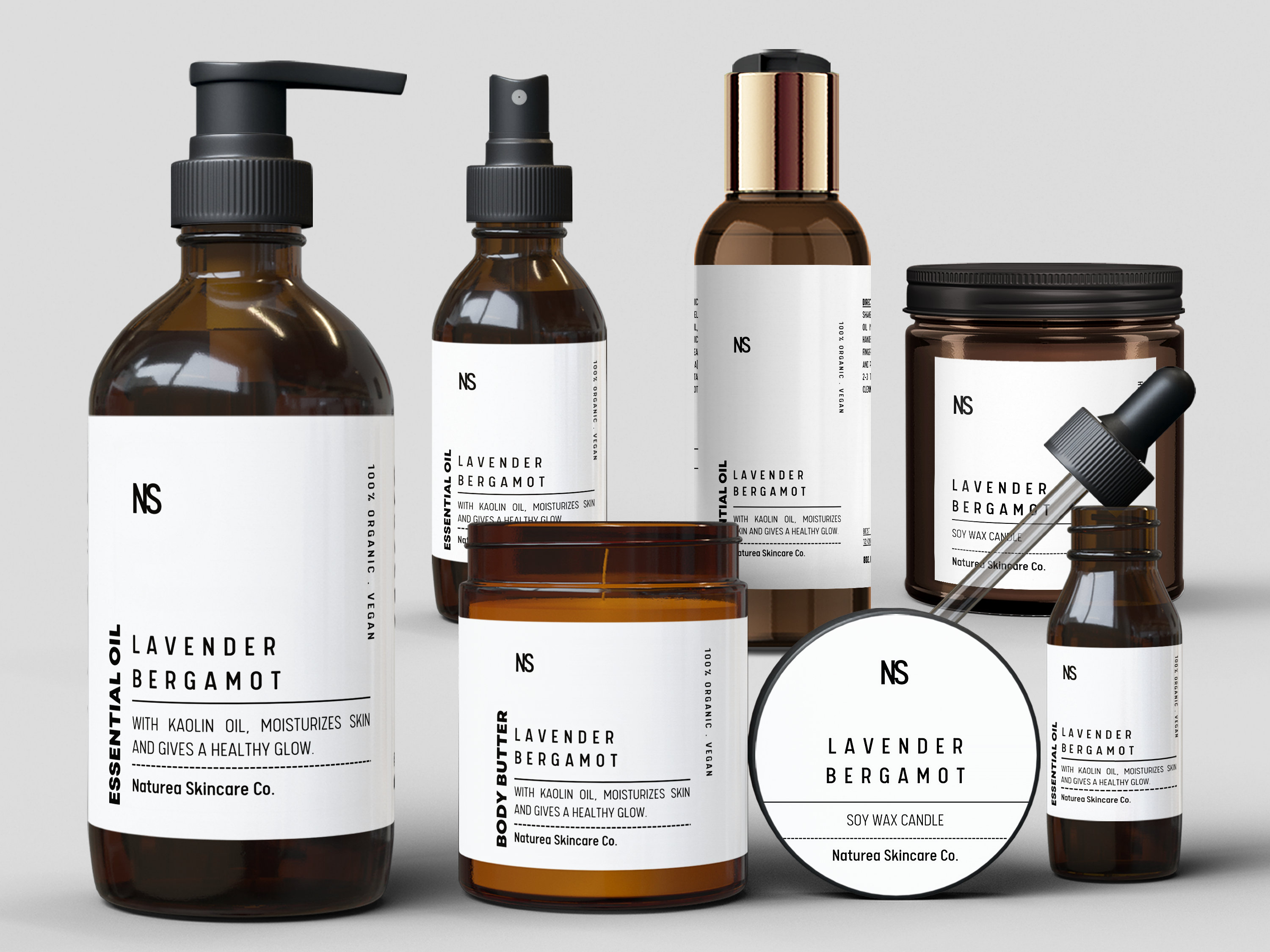 MINIMALISTIC Cosmetic Label Template Set, MODERN White & Black Cosmetic Label, Bottle, Jar SkinCare Label, Customizable Canva Template - 33J