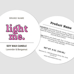 Editable Round Label Template, Circle Lid Jar Label, Lip Balm Label, 2 / 2.5 / 3 inch Round Labels, Canva Product Label Template - 66C