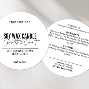 Editable Round Label Template, Circle Tin Jar Label, Lip Balm Label, 2 / 2.5 / 3 inch Round Labels, Canva Product Label Template - 24C