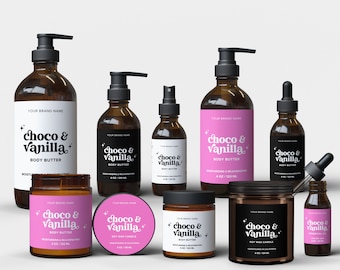 Editable Retro Cosmetic Label Template: Skincare Branding Kit (Canva)