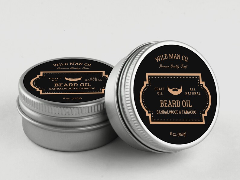 Beard Balm Label Template CANVA, Beard Jar Circle Label, Editable Beard ...