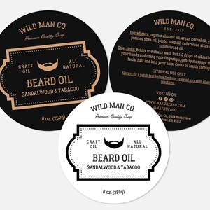 Beard Balm Label Template CANVA, Beard Jar Circle Label, Editable Beard ...