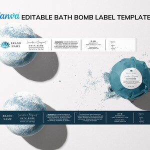 Modelo de etiqueta de bandas de bomba de banho, invólucro editável de bomba de banho, embalagem mínima de bomba de banho, etiqueta de banho circular, etiqueta de faixa de barriga, CANVA - 55S