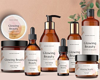 Printable Cosmetic Label Template Set, MINIMAL Canva Product Label, Boho Skin Care Label Design, Bottles and Jars Labels - 43A