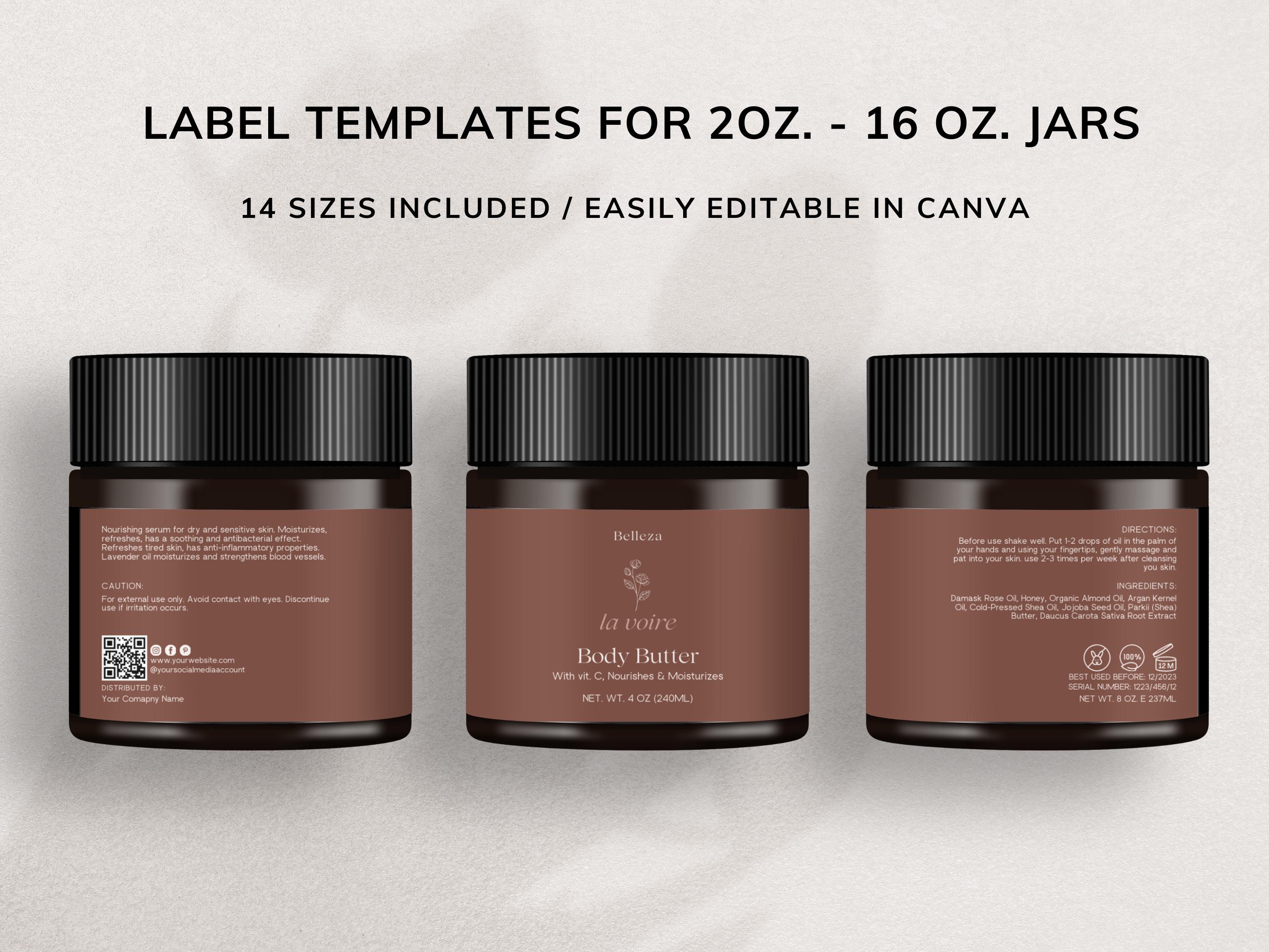 Editable Jar Label Template CANVA Bundle: Boho Wrap Around & Lid Labels ...