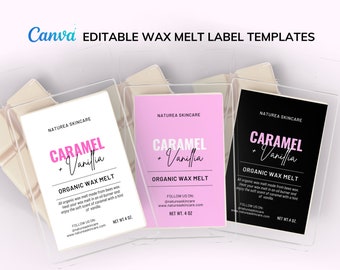 Wax Melt Label Template, Editable Wax Melt Tart DYI, Modern Wax Melt Label Sticker, Minimal Candle Label, Pink Wax Label, Printable - 18M