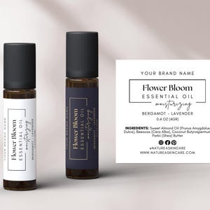 10ml Roller Label Template, Elegant Essential Oil Rollon Bottle Label, Rollon Perfume Sample Bottle Label, Canva Roller Label Template - 70P