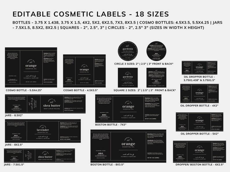 Editable Product Label Templates Elegant Cosmetic Labels Etsy Editable Product Label Templates Elegant Cosmetic Labels Etsy