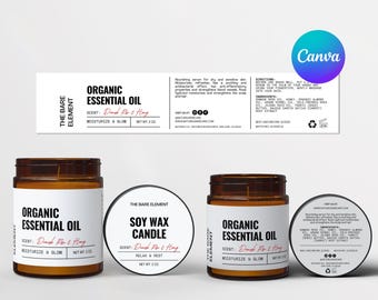 Glasetiketten-Vorlage: Rund & umlaufend, anpassbar in Canva (Digitaler Download)