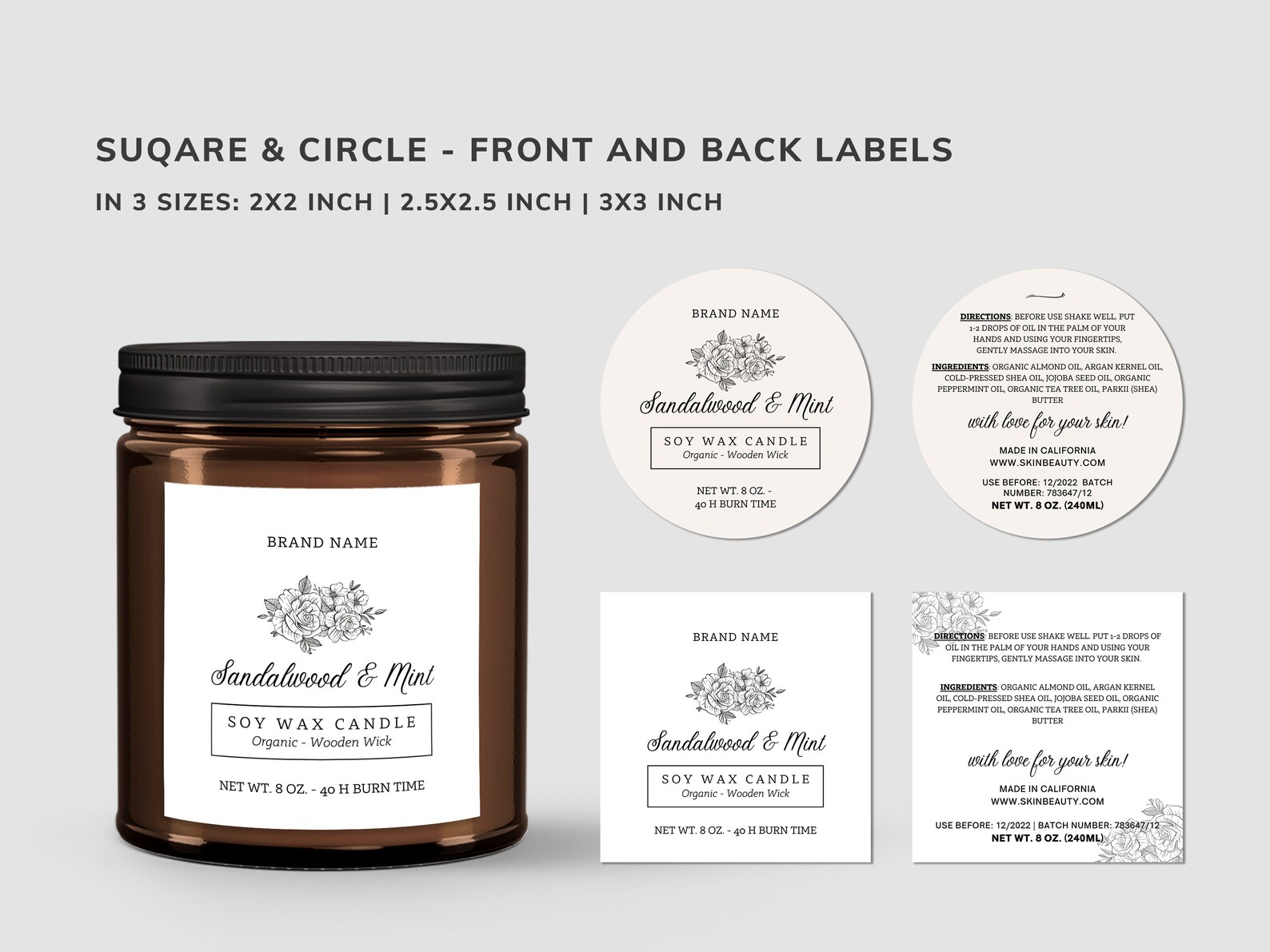 Skincare Label Templates Kit, Editable Product Labels, Floral Cosmetic ...