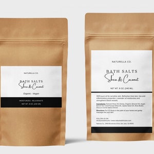 Editable Pouch Label Template Canva, Printable Beauty Label, Tea & Coffe Label, Doypack Label Design, Bath Salt Label, Bath Soak Label - 48c