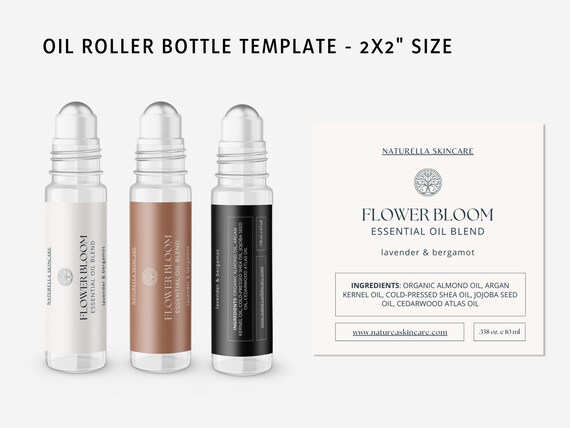 Modern OIL ROLLER Bottle Label Template Elegant 10 Ml - Etsy