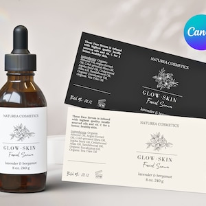 Dropper Bottle Label Template Canva, Tincture Label, Floral Essential Oil Label, 1oz | 2oz | 4oz Bottle Label, Apothecary Label, CANVA - 16T
