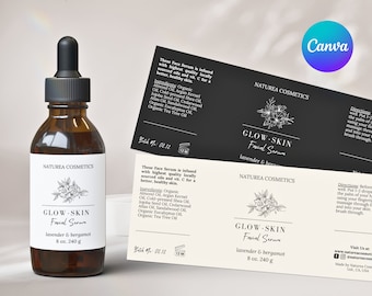 May include: A brown glass bottle with a dropper top filled with a clear liquid. The label reads "Naturae Cosmetics Glow-Skin Facial Serum lavender & bergamot 8 oz. 240 g".