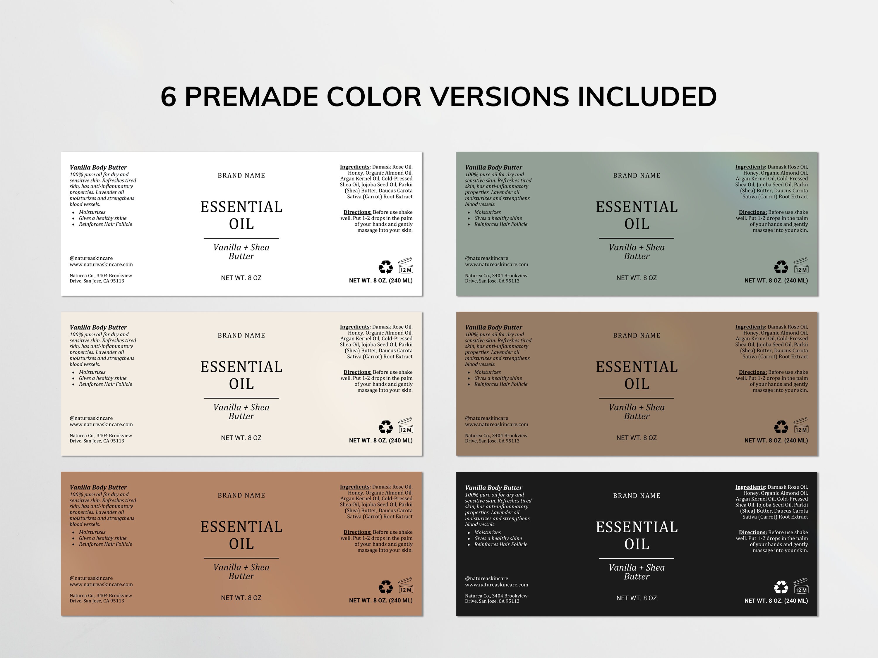 Dropper Bottle Label Template Canva, Elegant Essential Oil Label ...