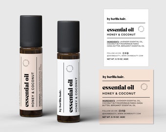 Modern Essential Oil Roller Bottle Label Template, 10ml Roller Bottle ...