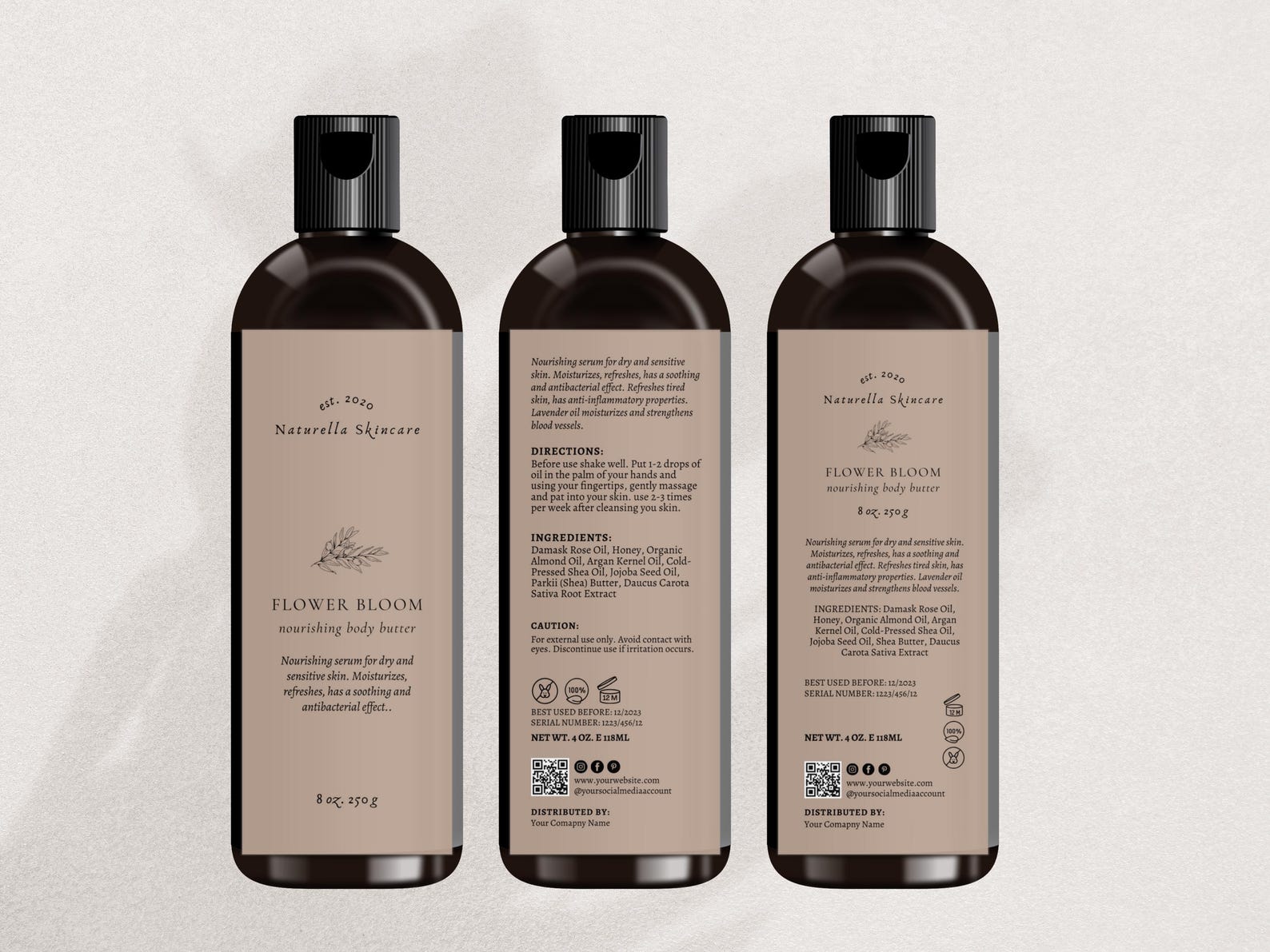 Front & Back Bottle Label Template CANVA Tall Bottle Label Design ...