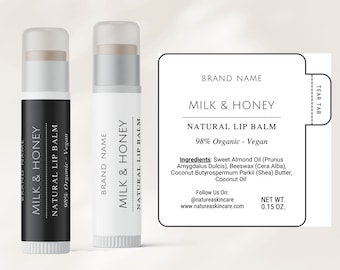 Lip Balm Label Template with Safety Seal, Minimal Chapstick Label, Lip Balm Label with and without tab, Lip Balm Wrap Packaging, Canva - 12M