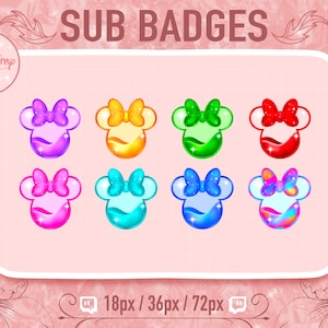 8 Sub Badges Minnie Liquid Twitch / Bit Badges / Discord