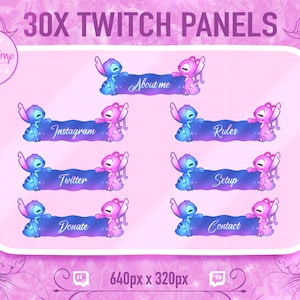 Pack 30 Panels Stitch Cute Cute Chibi Twitch Bio Profile Panels