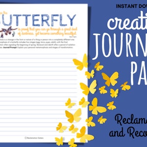 Butterfly Transformation Journal Page: Mental Health Worksheet (PDF)