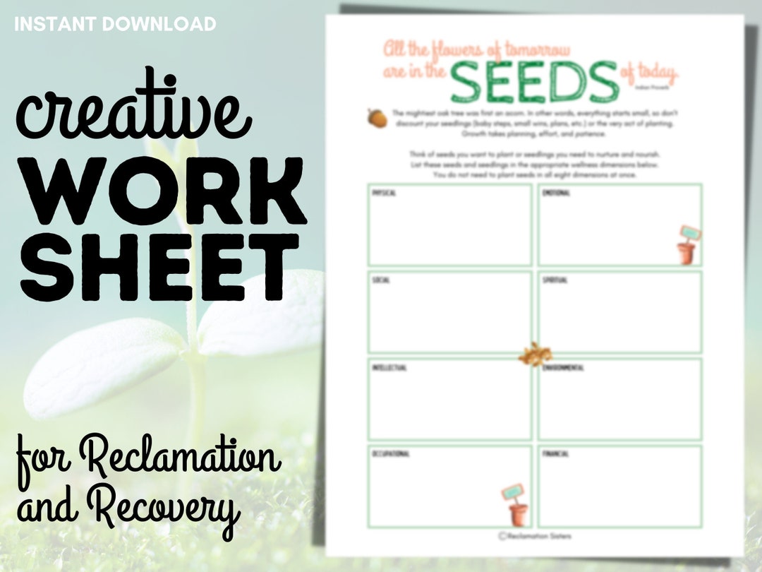 Creativity Through Recovery Worksheet.pdf Seeds of Change Worksheet: Creative Recovery Journal (digital Download ...