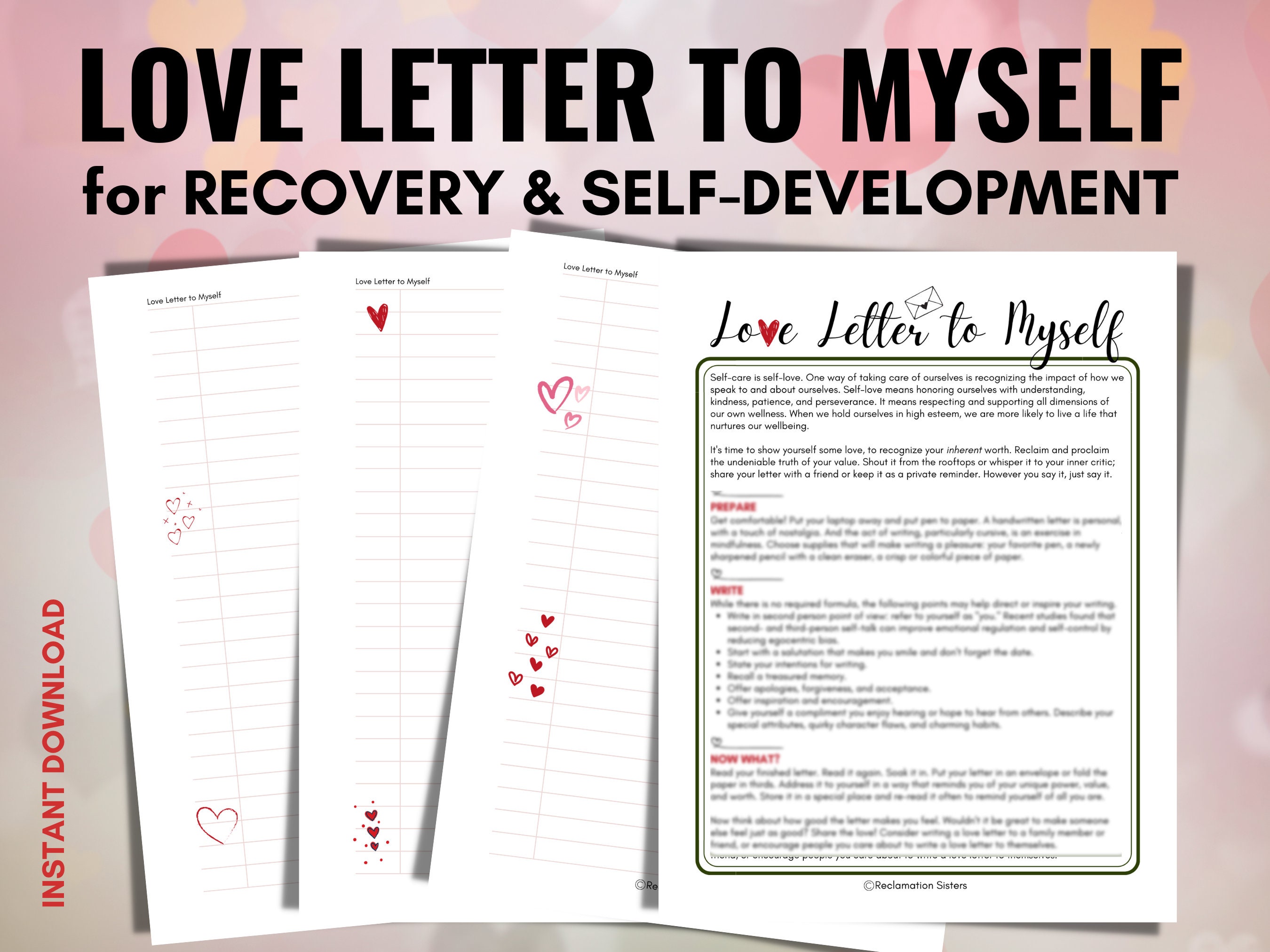 Love Letter to Myself Addiction Recovery Worksheet Self - Etsy