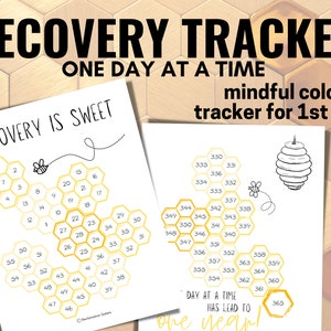 Honeycomb Recovery Tracker: Mindful Coloring, Sobriety Calendar (Digital Download)