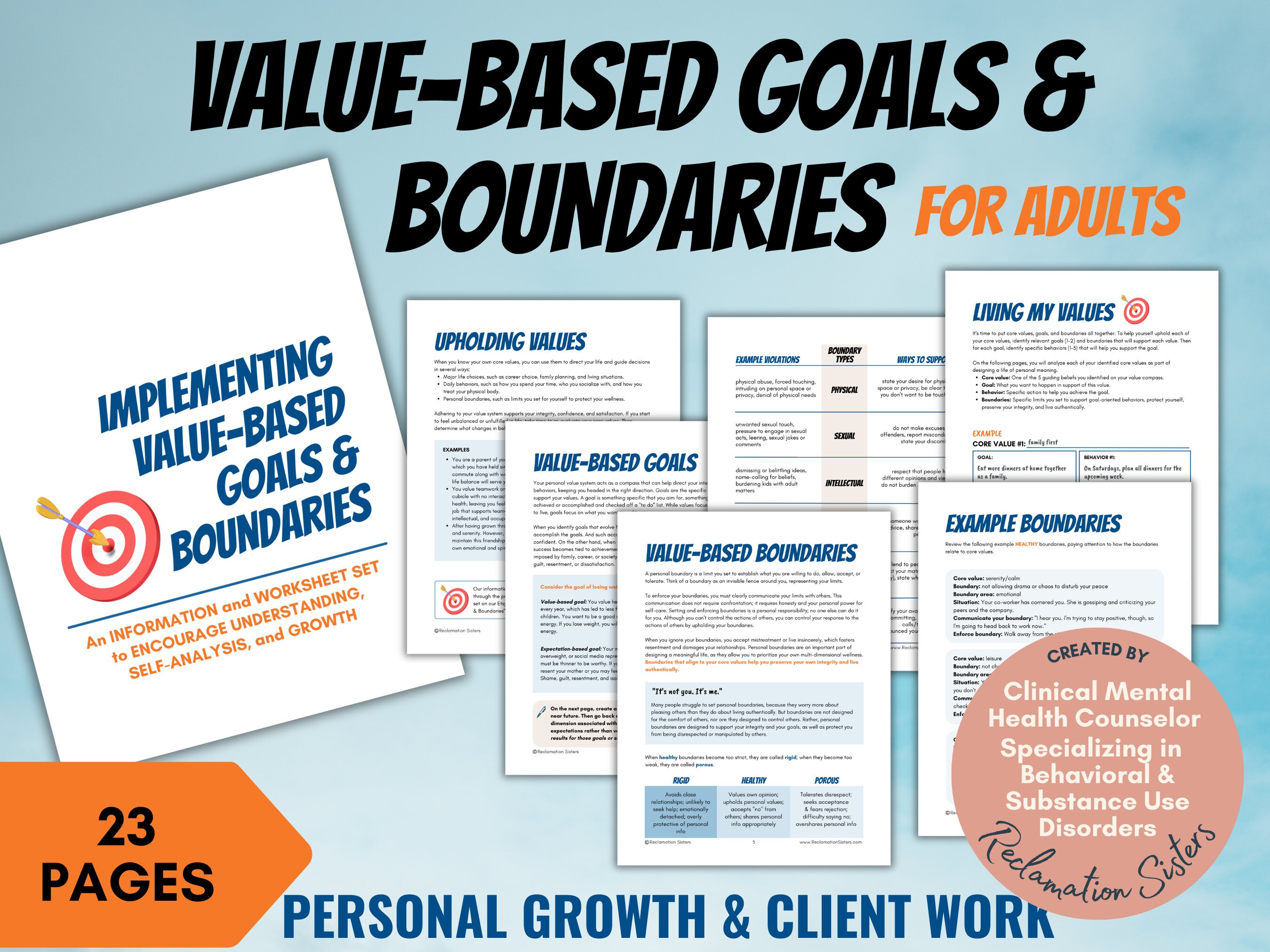 Core Goals Core Values, Goals, Boundaries, Counselor Worksheets, Self Development ...