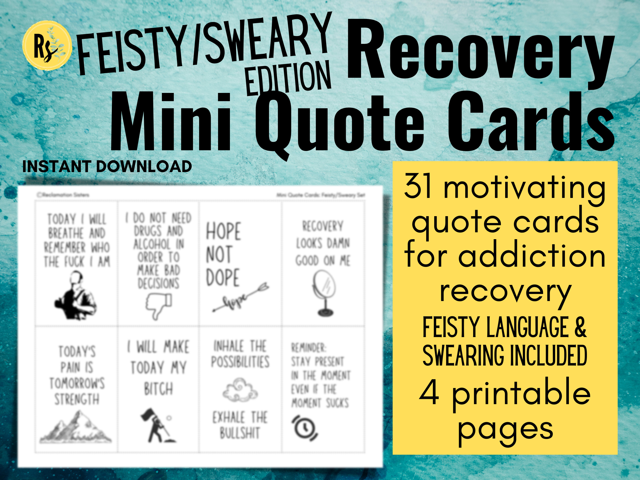 Feisty Recovery Quote Cards: Addiction Sobriety Motivation (digital  Download) - Etsy, image size:2700x2025