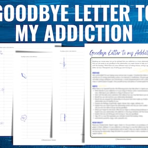 Goodbye Letter to My Addiction, Addiction Recovery Worksheet, Self Development, Group Therapy, Creative Journal, Farewell to Addiction