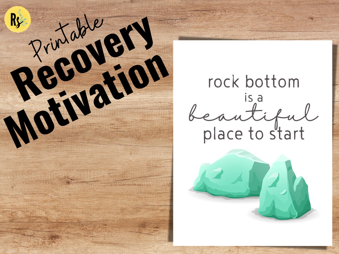 Rock Bottom Quote Recovery Print Addiction Motivation Etsy France
