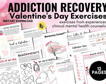 Addiction Recovery Valentine's Day Worksheet Set (Digital Download)