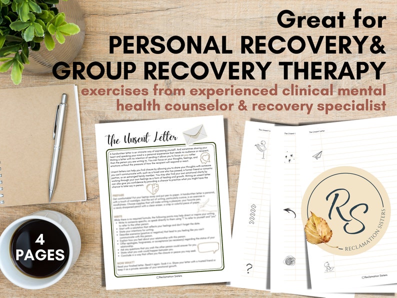 Unsent Letter Journaling Exercise Addiction Recovery Worksheet (PDF
