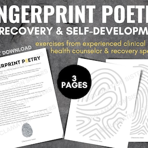 Fingerprint Poetry, Addiction Recovery, Counseling Activity, Self Reflection, Self Development, Group Therapy, Growth Mindset, Creative Poem