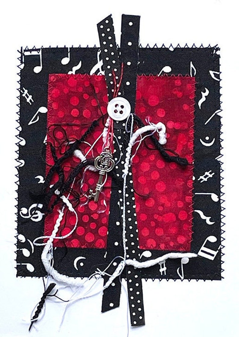 Handmade Music Greeting Card, Handmade Greeting Card, Music Card, Fiber Art Greeting Card, Card