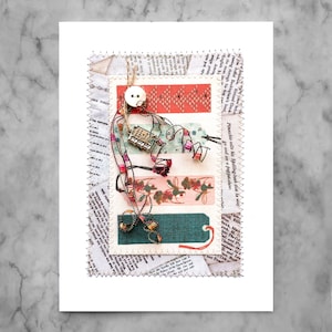 Fiber Art Bookmark Card: Handmade Greeting Card with Silver Charm