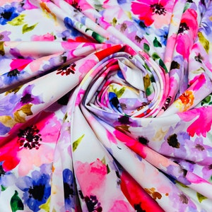 Modern flowers pattern design print on the best quality of nylon spandex 4-way stretch 58/60”sold by the YD.Ships worldwide from Los Angeles