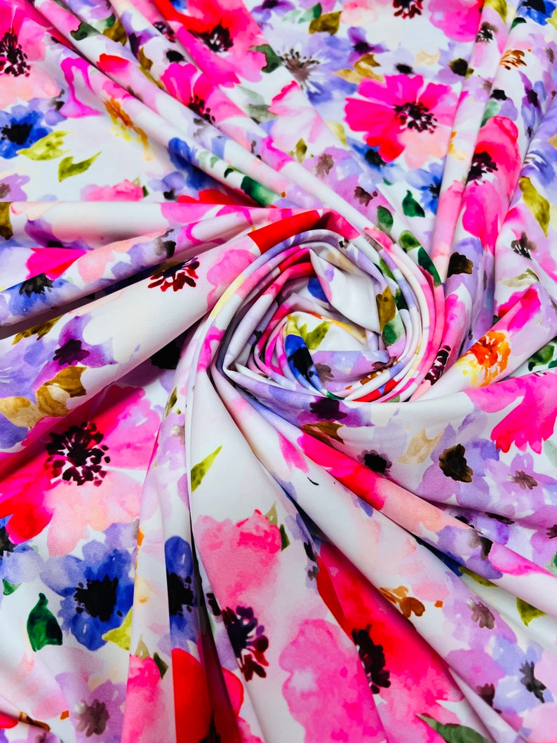 Modern Flowers Pattern Design Print on the Best Quality of Nylon